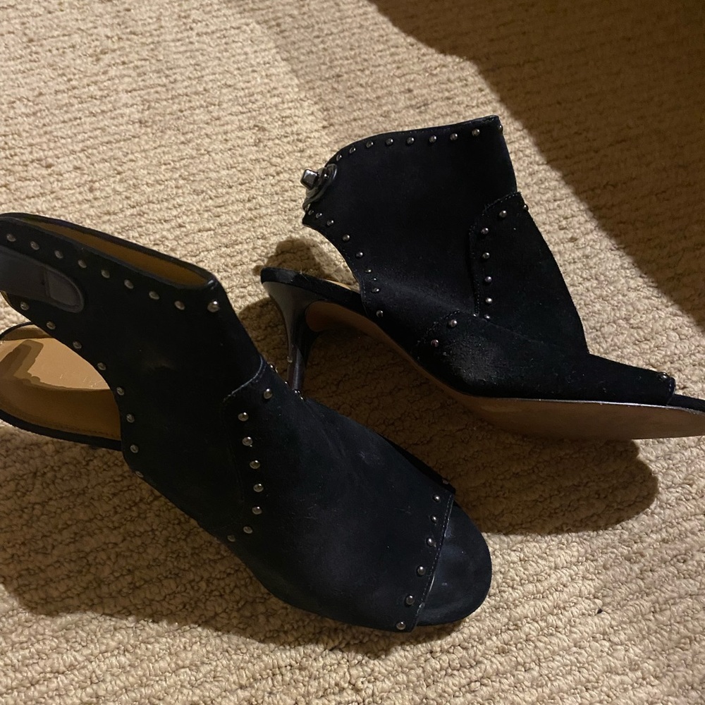 Coach black suede open toe booties 7
